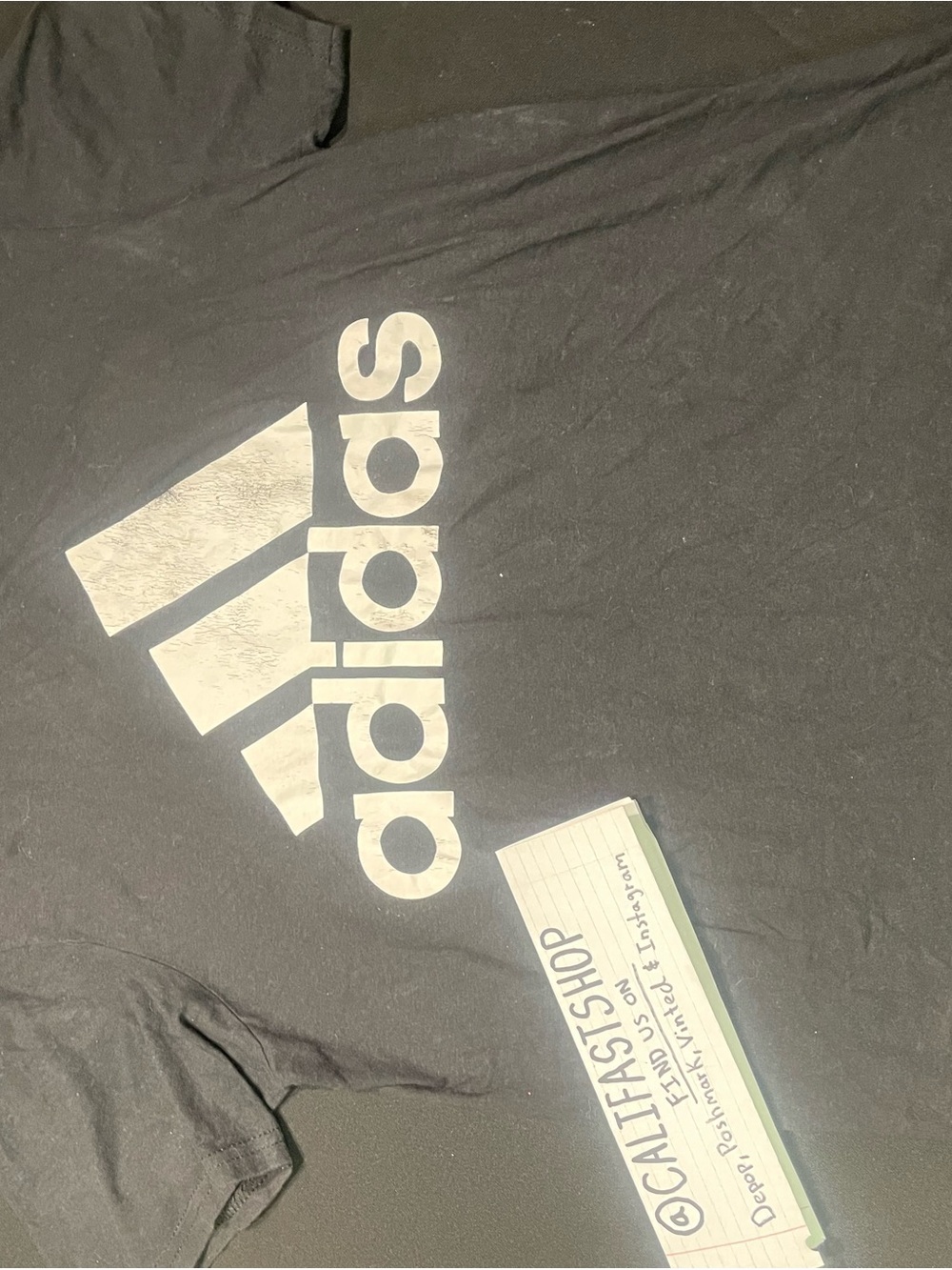 adidas Black T-Shirt with Large White Logo